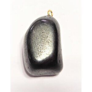 Natural Tumbled Shungite Crystal Mineral Pendant Without Chain